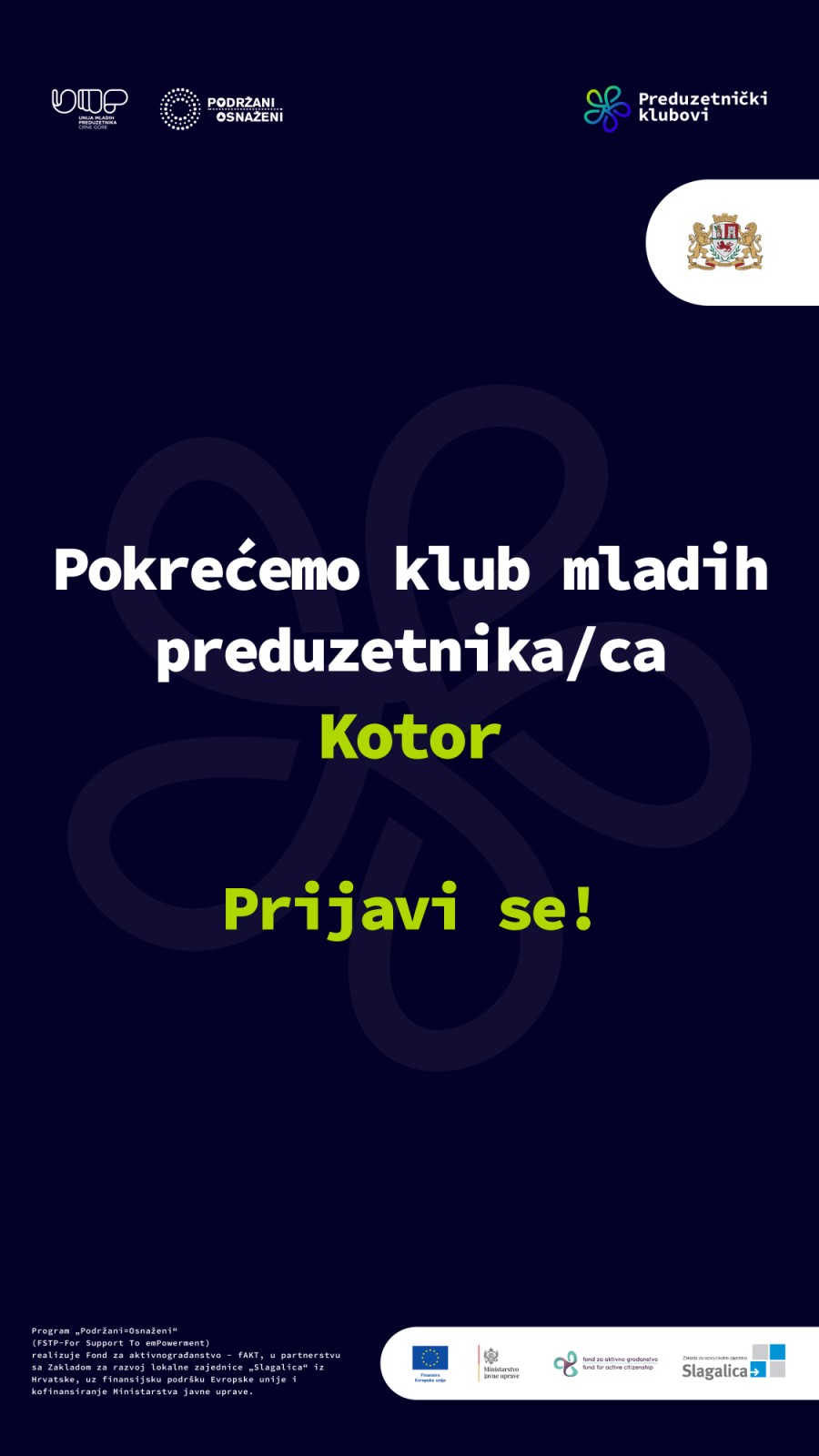 POKREĆEMO KLUB MLADIH PREDUZETNICA I PREDUZETNIKA KOTOR